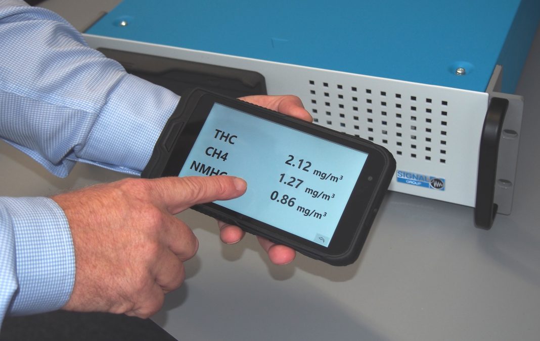 Gas analyser with detachable tablet